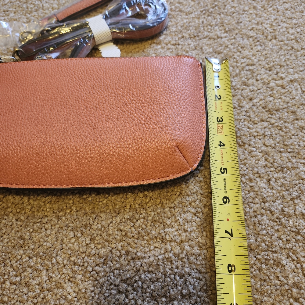 Joy Susan Dark Coral/Rust Textured Leather Wristlet Clutch - Picture 6 of 9